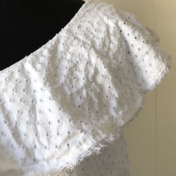 Cloth &Stone for Anthro One-Shoulder Eyelet Ruffle Mini Dress feminine coastal - Picture 6 of 14